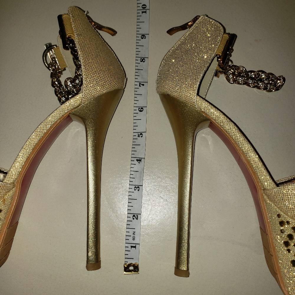***SOLD*** Metallic Gold Rhinestone platform heels - Picture 4 of 8